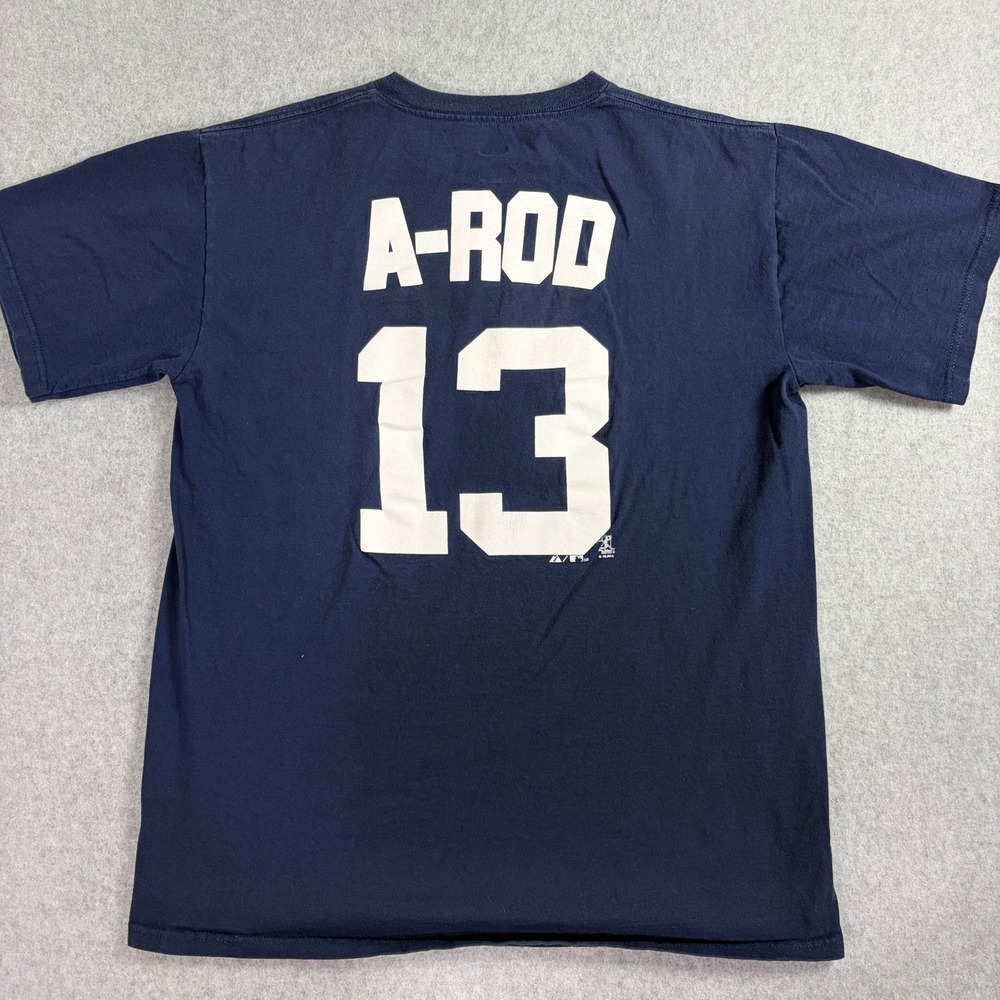 Majestic New York Yankees A-Rod 13 Navy Blue Graphic T-Shirt Mens Medium 2010